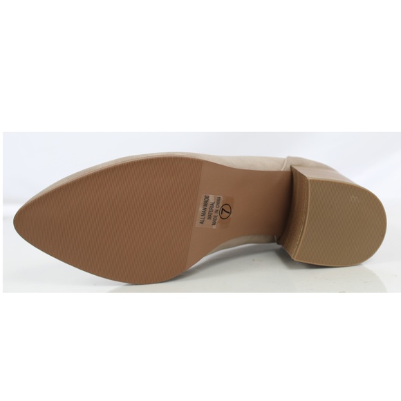 Taupe Faux Nubuck Leather Stacked Block Heel Booti - Picture 6 of 8